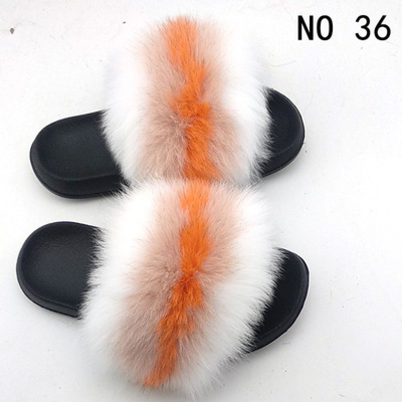 画像10: women's Fox fur slippers Sandals リアルフォックスファーモコモコファーサンダル スリッパ サボ ミュール (10)