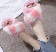 画像5: women's Fleece far slippers　モコモコクロスバイカラーファーサンダル スリッパ サボ ミュール (5)