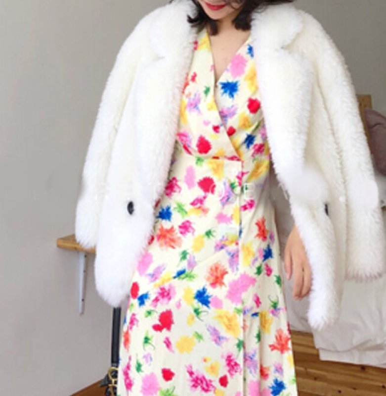 画像3: Women's Haining 100% pure wool Basha sheep shearing coat jacket シープスキンシアドシンプルテーラーカラーコートハーフコート ジャケット (3)