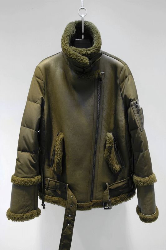 画像8: Women's real sheep fur, one down, combination, ladies fur coat シープスキン毛皮&ダウン組み合わせのコートジャケット (8)