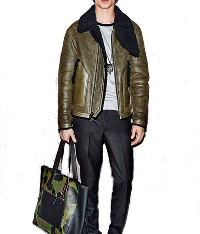 画像1:   Men's  short original ecological sheep fur one leather jacket coat メンズシープスキンジャケット　コート (1)