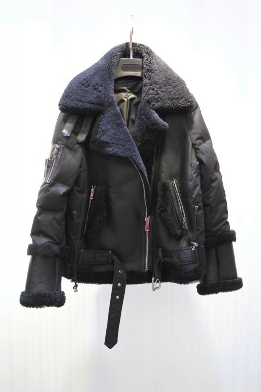 画像5: Women's real sheep fur, one down, combination, ladies fur coat シープスキン毛皮&ダウン組み合わせのコートジャケット (5)