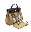 画像2:  woman’s new rabbit retro patchwork kitten bag handbagTote Shoulder 2wayBag 　ラビットスパンコールパッチワーク２WAYトートショルダー斜め掛けバック　 (2)