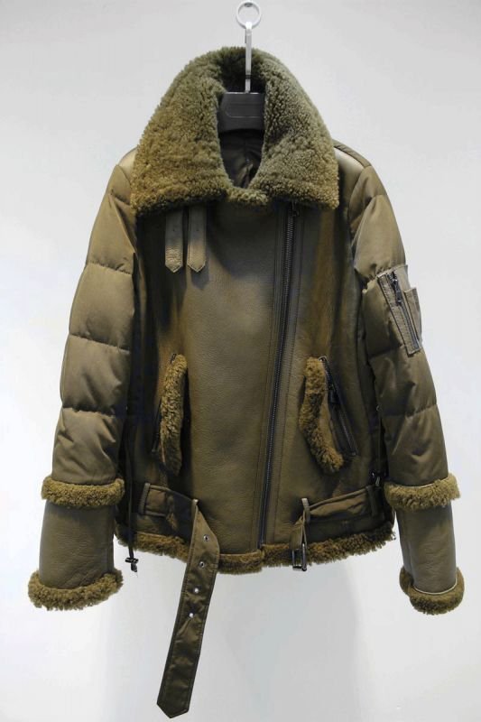 画像4: Women's real sheep fur, one down, combination, ladies fur coat シープスキン毛皮&ダウン組み合わせのコートジャケット (4)