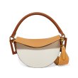 画像7:  woman’s paragraph semi-circle bag diagonal contrast color matching color single shoulder diagonal handbag saddle bag　本革レザー半円型コントラストカラーマッチングシングルショルダー斜めハンドバッグサドルバッグトートショルダー斜め掛けバック　 (7)