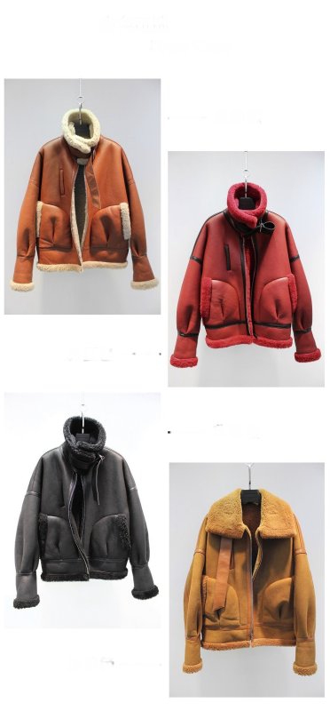 画像15: Women's real sheep fur one flight suit loose silhouette female coat Riders jacket リアルシープスキンライダースジャケット コート (15)