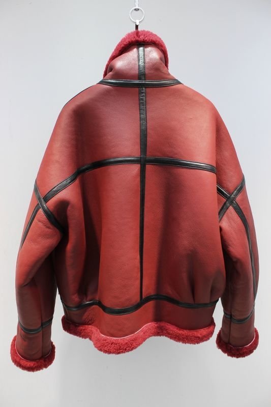 画像14: Women's real sheep fur one flight suit loose silhouette female coat Riders jacket リアルシープスキンライダースジャケット コート (14)