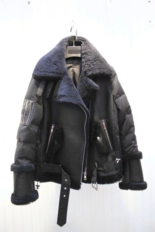 画像3: Women's real sheep fur, one down, combination, ladies fur coat シープスキン毛皮&ダウン組み合わせのコートジャケット (3)