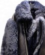 画像4: Women's Elegant Style Puffy Fur Leather Jacket Navy Oversize One Fur Sheepskin Coat  リアルシープスキンオーバーサイズジャケット　コート (4)