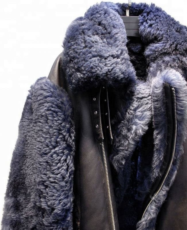 画像4: Women's Elegant Style Puffy Fur Leather Jacket Navy Oversize One Fur Sheepskin Coat  リアルシープスキンオーバーサイズジャケット コート (4)