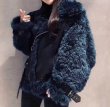 画像6: Women's Elegant Style Puffy Fur Leather Jacket Navy Oversize One Fur Sheepskin Coat  リアルシープスキンオーバーサイズジャケット　コート (6)
