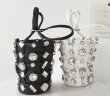 画像4:  woman’s rhinestone bucket bag handbag 　レザーラインストーンのバケツバッグトートバック　 (4)