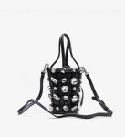 画像6:  woman’s rhinestone bucket bag handbag 　レザーラインストーンのバケツバッグトートバック　 (6)