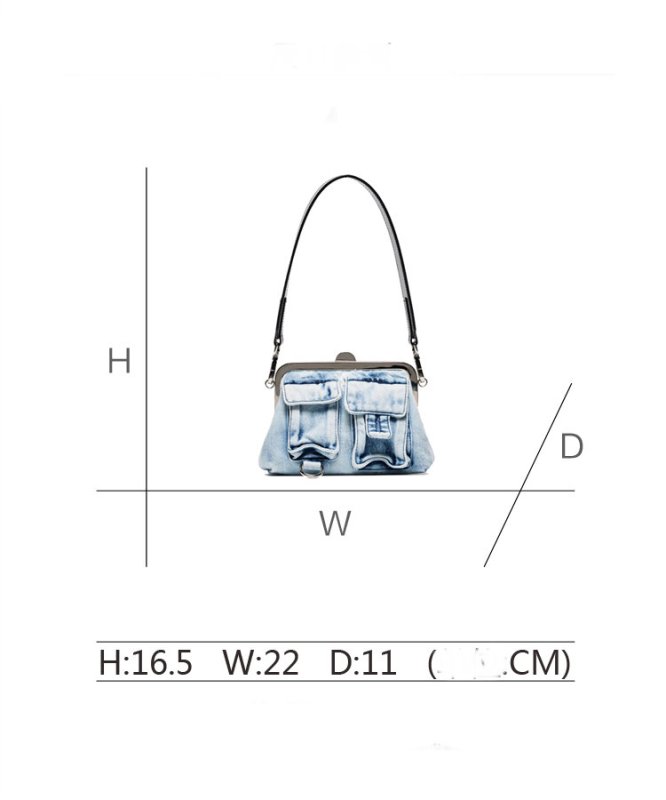 画像6:  woman’s underarm personality denim tannin chain shoulder bag デニムタンニンチェーンショルダーバッグ　クリップメッセンジャーバッグ (6)