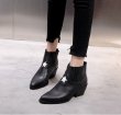 画像4:  women's  leather retro British motorcycle boots シンプルレザーサイドゴアショートスター星付きマーチンブーツ ブーティブーツ　アンクルブーツ (4)