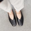 画像3: women's square head flat bottom woven metal foot ring buckle single shoes flat ballet shoesレザーフラットメタルアンクル付きパンプス バレエシューズ (3)