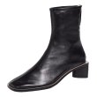 画像4:  women's Square head booties  new thick with short tube stretch thin boots Martin ankle boots  single boots  レザースクエアヒールストレッチシンプルマーチンショート ブーツ　 (4)