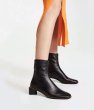 画像3:  women's Square head booties  new thick with short tube stretch thin boots Martin ankle boots  single boots  レザースクエアヒールストレッチシンプルマーチンショート ブーツ　 (3)