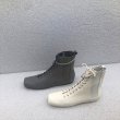 画像9:  women's  leather pleated square head Chelsea short boots  catwalk flat boots シンプルレザーレースアップフラットサイドゴアショートマーチンブーツキャット ブーティブーツ　 (9)