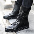 画像3: Men's High-cuts shoes sneakers boots メンズ イギリス調ハイカットレザースニーカー ブーツ ロング 編み上げ (3)