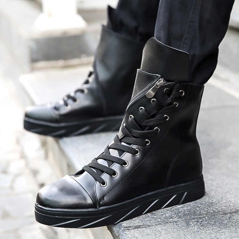 画像3: Men's High-cuts shoes sneakers boots メンズ イギリス調ハイカットレザースニーカー ブーツ ロング 編み上げ (3)