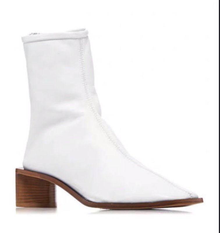 画像5:  women's Square head booties  new thick with short tube stretch thin boots Martin ankle boots  single boots  レザースクエアヒールストレッチシンプルマーチンショート ブーツ  (5)