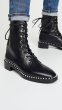 画像2:  women's  flat-bottomed pearl booties Martin ankle boots  single boots  レザーレースアップパール付きフラットマーチンレースアップショート ブーツ　 (2)