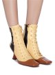 画像4:  women's   leather  tie color matching  high heel square short boots レザーハイヒールスクエアレースアップショートマーチンブーツ ブーティブーツ　 (4)
