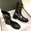 画像5:  women's  leather straps Martin boots short boots flat bottom boots 即納シンプルレザーバックレースアップフラットショートマーチンブーツ ブーティブーツ　サイドジップブーツ (5)