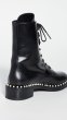 画像3:  women's  flat-bottomed pearl booties Martin ankle boots  single boots  レザーレースアップパール付きフラットマーチンレースアップショート ブーツ　 (3)