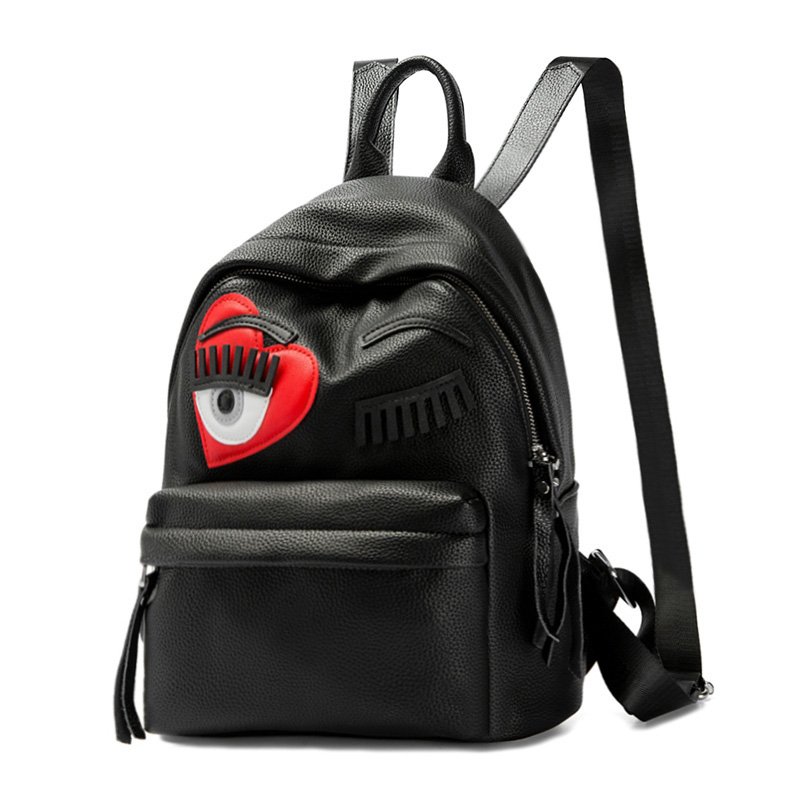 画像1:  woman’s pu leather Flirting Piercing personality backpack totebag レザーポップウインクバックパック　リュック　デイバック　トートハンドバッグ (1)