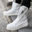 画像2: Men's High-cuts shoes sneakers boots メンズ イギリス調ハイカットレザースニーカー ブーツ ロング 編み上げ (2)