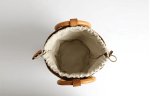 画像17:  woman’s new ring portable suede layer cowhide potted bag shoulder wooden bracelet bucket bag  totebag レザーバケット トート ショルダー2WAYハンドバッグ　トートバック　サイズ2種類 (17)