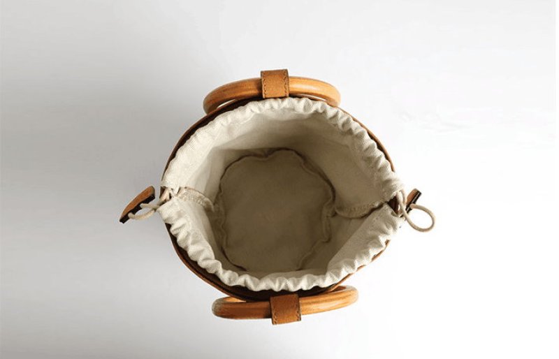 画像17:  woman’s new ring portable suede layer cowhide potted bag shoulder wooden bracelet bucket bag  totebag レザーバケット トート ショルダー2WAYハンドバッグ　トートバック　サイズ2種類 (17)