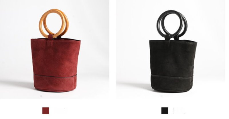 画像19:  woman’s new ring portable suede layer cowhide potted bag shoulder wooden bracelet bucket bag  totebag レザーバケット トート ショルダー2WAYハンドバッグ　トートバック　サイズ2種類 (19)