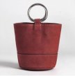 画像8:  woman’s new ring portable suede layer cowhide potted bag shoulder wooden bracelet bucket bag  totebag レザーバケット トート ショルダー2WAYハンドバッグ　トートバック　サイズ2種類 (8)