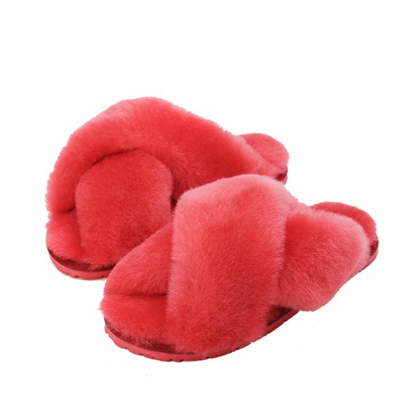 画像1: sheep fur one plush slippers Sandals　シープスキンファーモコモコサンダル スリッパ サボ ミュール (1)