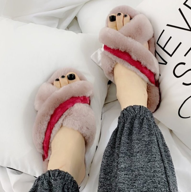 画像11: women's  Australian sheep fur one cross type wool slippers Sandals　シープスキンファークロスタイプスリッパモコモコサンダル  ミュール (11)