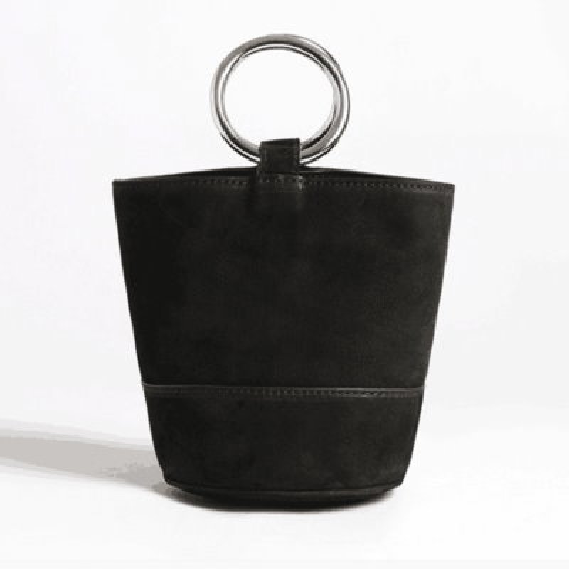 画像12:  woman’s new ring portable suede layer cowhide potted bag shoulder wooden bracelet bucket bag  totebag レザーバケット トート ショルダー2WAYハンドバッグ　トートバック　サイズ2種類 (12)