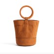 画像1:  woman’s new ring portable suede layer cowhide potted bag shoulder wooden bracelet bucket bag  totebag レザーバケット トート ショルダー2WAYハンドバッグ　トートバック　サイズ2種類 (1)