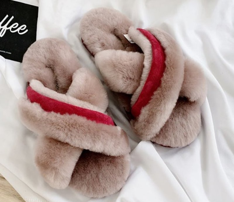 画像6: women's  Australian sheep fur one cross type wool slippers Sandals　シープスキンファークロスタイプスリッパモコモコサンダル  ミュール (6)