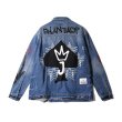 画像2:   Men's graffiti washed denim jacket  coat メンズ　ユニセックス男女兼用グラフィックデニムダメージGジャン　ジャケット　コート (2)