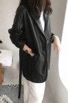 画像4: Women's   Imported Sheepskin Casual  Leather Jacket Waist Suit Leather coat ウエストベルト付きシンプルヨーロピアンレザージャケット　コート (4)