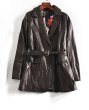 画像2: Women's   Imported Sheepskin Casual  Leather Jacket Waist Suit Leather coat ウエストベルト付きシンプルヨーロピアンレザージャケット　コート (2)