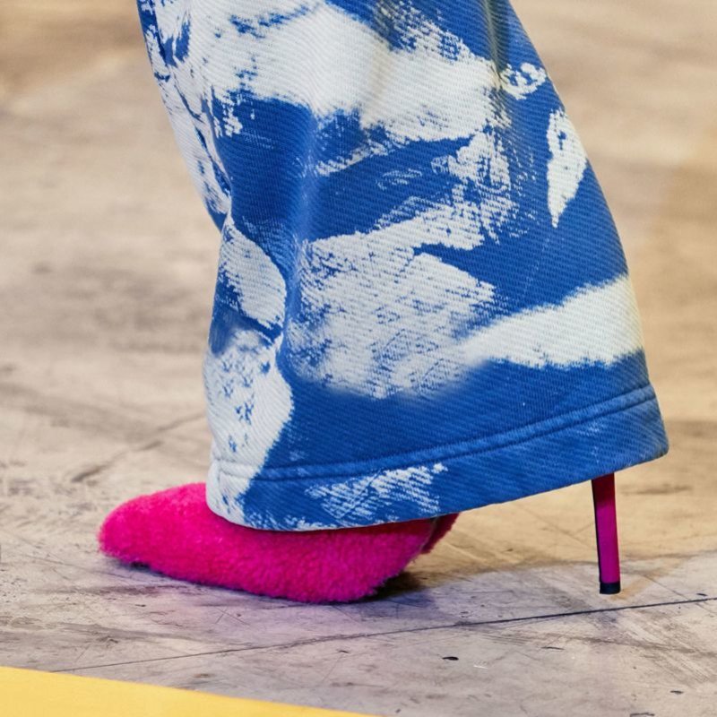 画像8: women's cross strap  stiletto catwalk  high heel pointed fur pumps shoes クロスストラップファーハイ ヒールパンプス  (8)