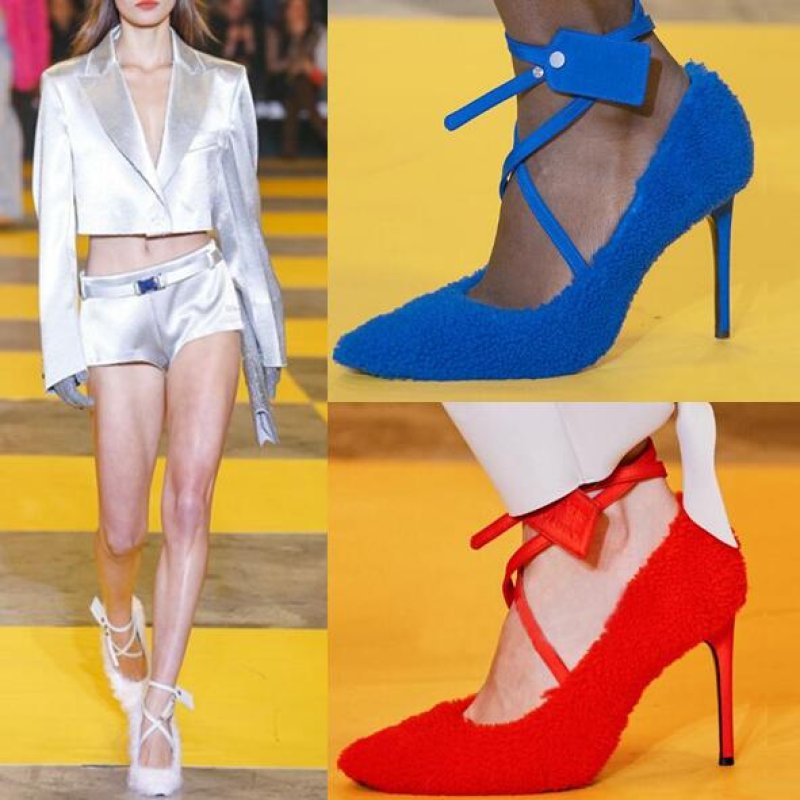 画像7: women's cross strap  stiletto catwalk  high heel pointed fur pumps shoes クロスストラップファーハイ ヒールパンプス  (7)