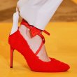 画像3: women's cross strap  stiletto catwalk  high heel pointed fur pumps shoes クロスストラップファーハイ ヒールパンプス  (3)