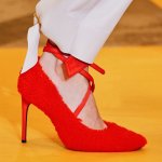 画像3: women's cross strap  stiletto catwalk  high heel pointed fur pumps shoes クロスストラップファーハイ ヒールパンプス  (3)