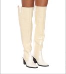 画像3:  women's  crocodile pattern small square head over the knee fashion Knee high boots   本革 レザーニーハイ ロングブーツ　 (3)