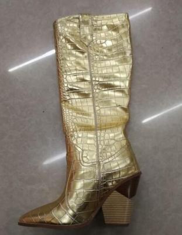 画像13:  women's high-heeled long tube show boots    レザーウエスタンスタイル ロングブーツ  (13)